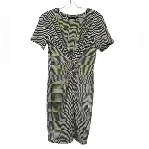 THEORY KNOT TEE DRESS BLACK AND WHITE RUBRIC STRIPE SIZE MEDIUM NWOT - Picture 8 of 10